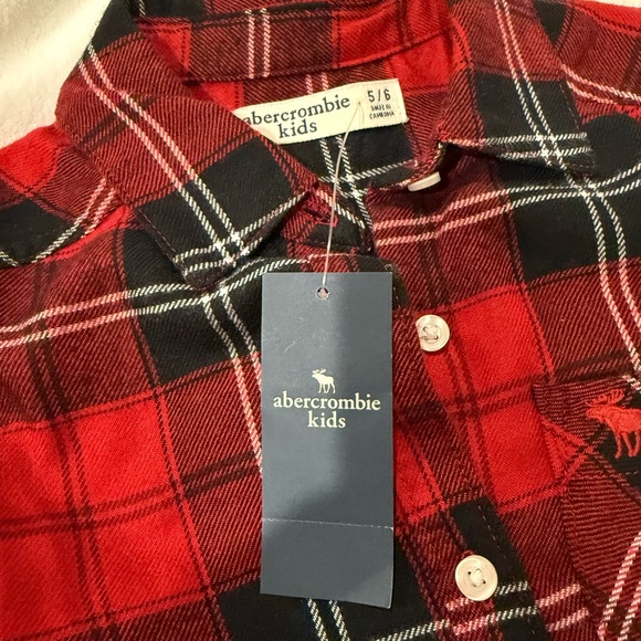 Abercrombie Kids Red Plaid Flannel Button-Up Shirt Size 5/6 Classic Top - Picture 11 of 11